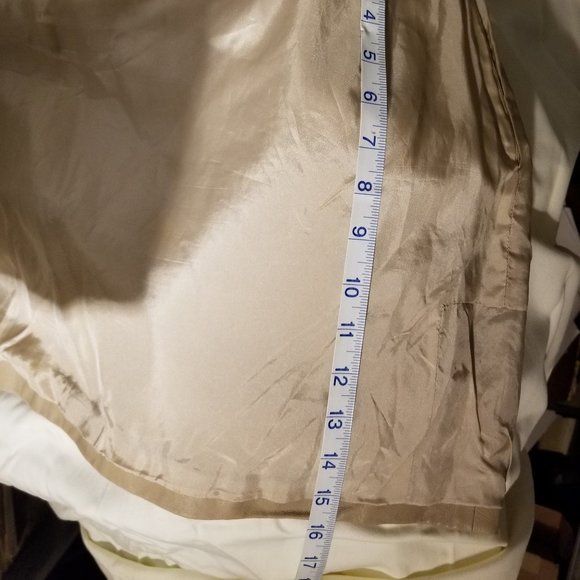 SOLD suit soft leather &silk light coffee JACKET /SKIRT - Picture 7 of 16